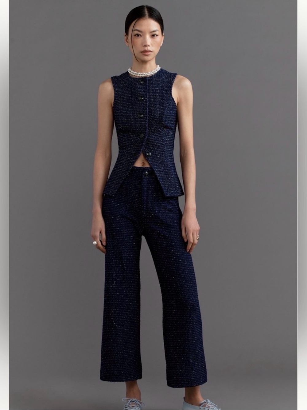 Anthropologie NWOT Maeve Colette Cropped Tweed Wide-Leg Pants 34